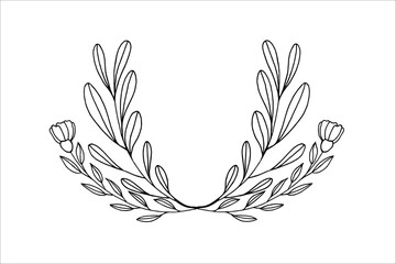 Elegant frames. Floral wreath with hand drawn wild herbs and flowers. Vector vintage botanical illustration for invitation or wedding decor, logo, labels, branding, business identity