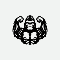 Strong King Kong logo icon illustration in vector design. Bold and powerful graphic for branding and creative projects.