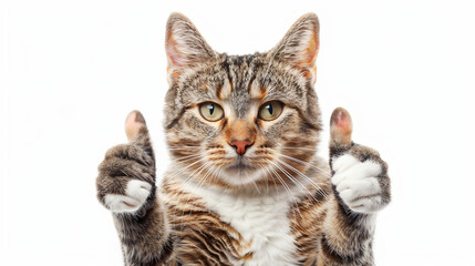 Cute Cat Showing A Thumbs Up Gesture Isolated On A White Background
