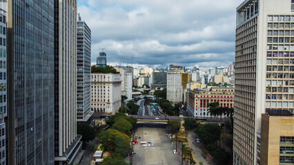 Visão aérea da região do vale do anhangabau no centro da cidade de são paulo, sp, brasil