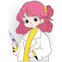 Pink Haired Female Doctor Preparing a Vitamin Injection