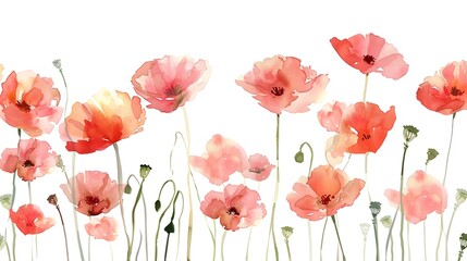 Naklejka premium Watercolor Poppy Flower Illustration