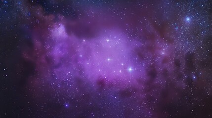 Naklejka premium A mesmerizing purple nebula with cosmic dust set against a star-filled sky, depicting the beauty and mystery of the universe.