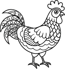 Fototapeta premium ROASTER MANDALA COLORING PAGES FOR STRESS RELIEF 