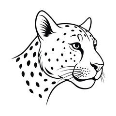A Cheetah head side view line art vector illustration.