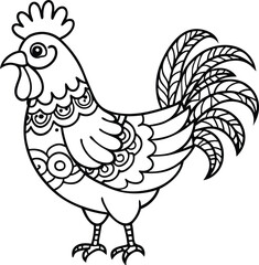 ROASTER MANDALA COLORING PAGES FOR STRESS RELIEF 