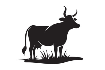 Farm Cow Silhouette Vector Illustration