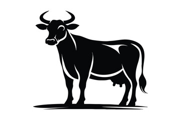 Farm Cow Silhouette Vector Illustration
