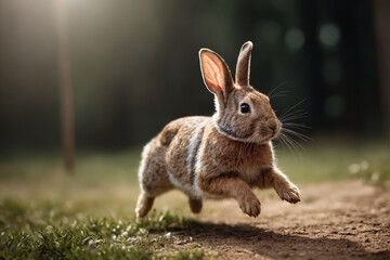 Obraz premium white rabbit on a grass