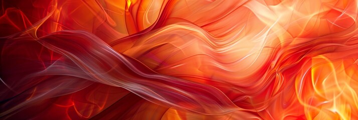 Abstract Background with Fluid Waves in Gradient Red and Orange