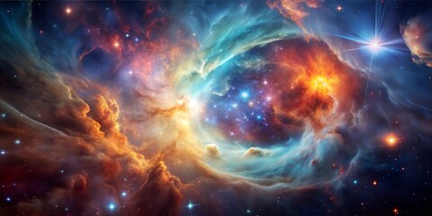 Fototapeta premium Colorful Nebula in Deep Space with Stars and Cosmic Clouds