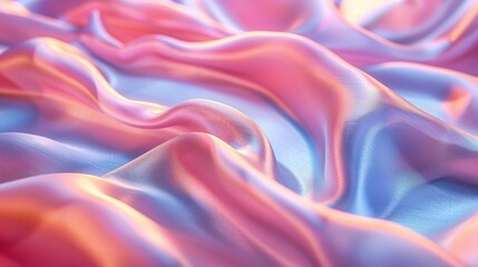 Obraz premium Vibrant abstract background of flowing silk fabric in pink and blue tones, creating a smooth and luxurious texture.