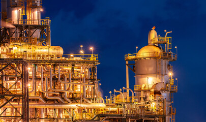 Fototapeta premium refinery chemical petrochemical plant with cracking furnace for petroleum energy and chemical industry business for chemical product marketing