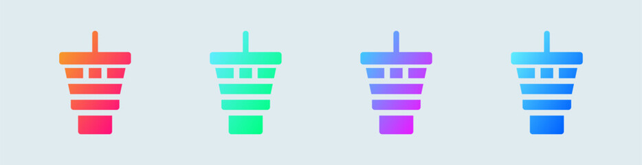 Control tower solid icon in gradient colors. Terminal signs vector illustration.