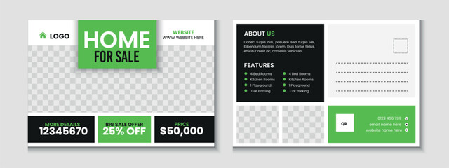 Real Estate Home Sale Postcard Template Design
