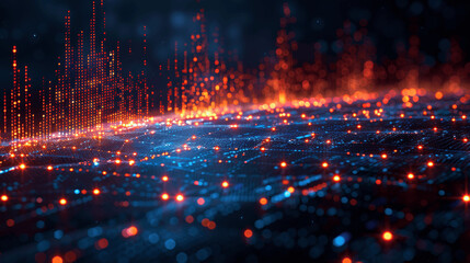 Financial Stock Market Graph with Business Growth, Digital Trading Chart Analysis and Investment Progress