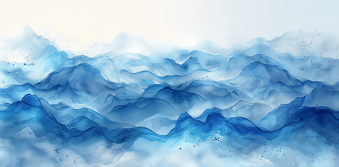 Obraz premium Abstract Aquamarine Wave Patterns: Ocean, Sea and Watercolor Design by Digital Artist, Hyper Quality Illustration