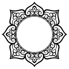 Decorative frame Elegant vector element for design in Eastern style, place for text. Floral black border. Lace illustration for invitations and greeting cards, laser cutting and engraving.
