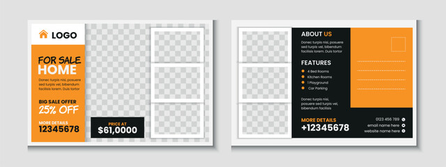 Real Estate Home Sale Postcard Template Design