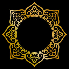 Premium round gold ornament vector illustration, gold invitation decoration. gold mandala ornament.