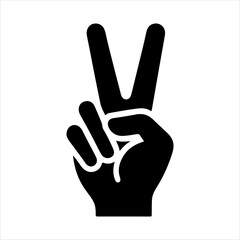 Peace sign symbol silhouette on white background. Hand gesture icon sign vector illustration design.