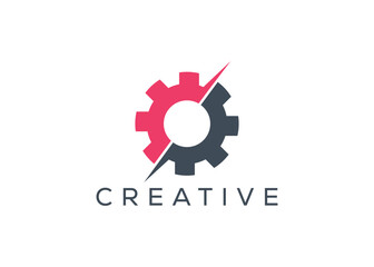 Minimal and professional abstract Gear setting logo design template