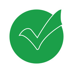 Green check mark icon on white background, green right tick mark icon. EPs 10/AI