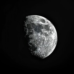 Half Moon in Dark Night Sky. Generative ai