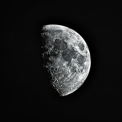 Half Moon in Dark Night Sky. Generative ai