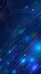 Blue Circuitry with Glowing Nodes and Intersections