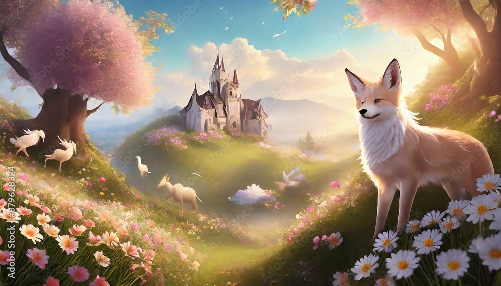 Poster fox in the meadow