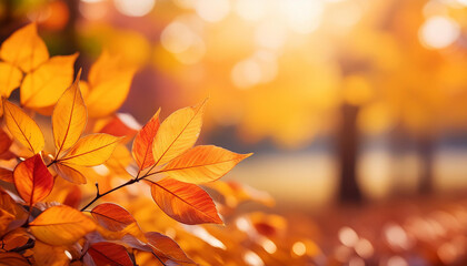 Bright orange autumn leaves. Fall foliage colors. Abstract backdrop. Close-up.