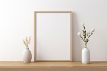 Mockup with White Frame and Vases.