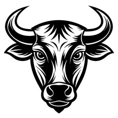 A cow head isolated on white logo icon vector illustration.