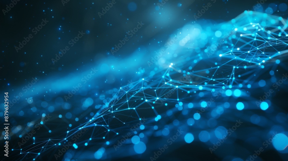 Poster background with a network grid and particles connected. stock aig21.