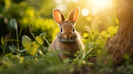 cute animal pet rabbit or bunny smiling and laughing isolated with copy space for easter background, rabbit, animal, pet, cute, fur, ear, mammal, background, celebration, generate by AI