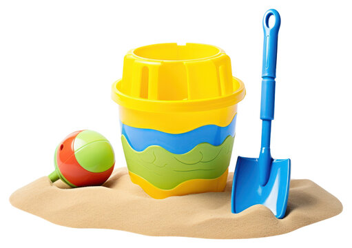 PNG Colorful beach toys on sand