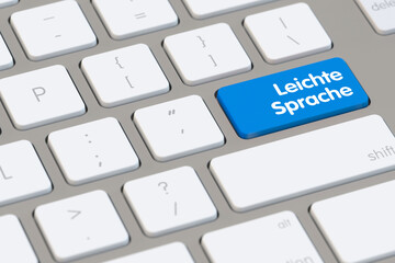 Taste mit Schriftzug „Leichte Sprache“ als Konzept