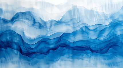 Obraz premium Abstract Blue Watercolor Background with Wavy Lines and Organic Shapes