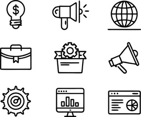 set of marketin icon illustration.vbusiness, marketing, digital, analysis, technology, strategy, growth