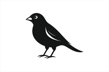a minimalist beautiful Grosbeak bird silhouette black vector artwork illustration 