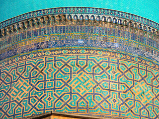 Tilya Kori Madrasa in Registan Square, Samarkan, Uzbekistan - Close-up shot