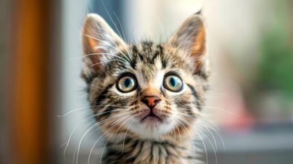 .surprised cat make big eyes. American shorthair surprised cat or kitten funny face big eyes, cute, domestic, kitten, feline, Emotional surprised, kitty, wow