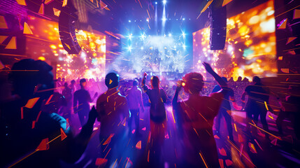 Vibrant concert scene with audience enjoying live music and fireworks