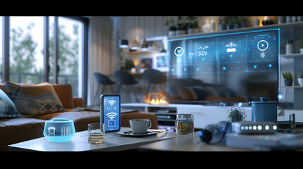 Smart Home Technology in a Modern Living Room Setting