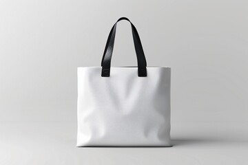 Minimalist White Tote Bag with Black Handles