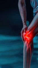 A knee with red paint signifies sciatica pain leg back healthcare knee pain