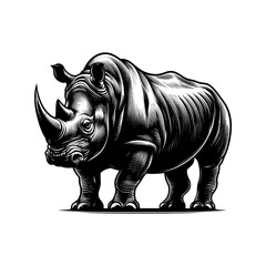 rhino silhouette vector isolated on white