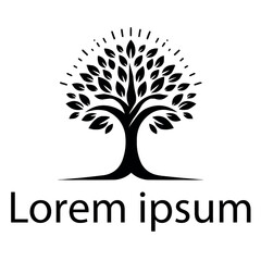 Obraz premium A black yoga tree logo on simple white background