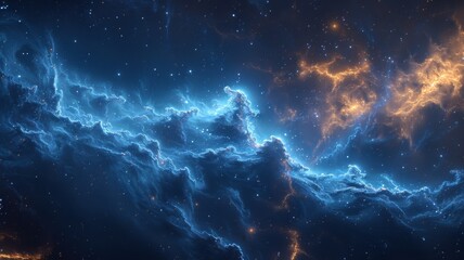 Obraz premium Fantastic galactic background style, blue and black, photo. Generative AI
